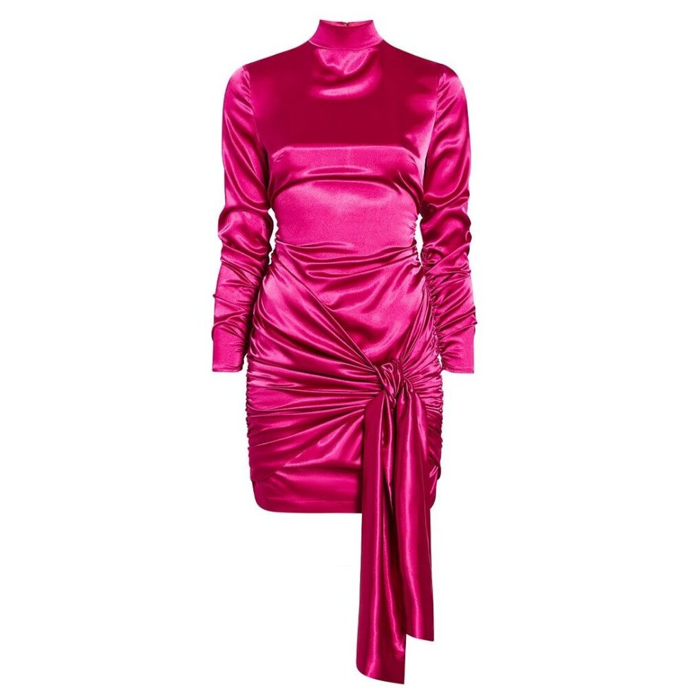 Likely NWT Khaleesi Satin Ruched Mini Dress in Magenta size 00 ASO Keke Palmer
